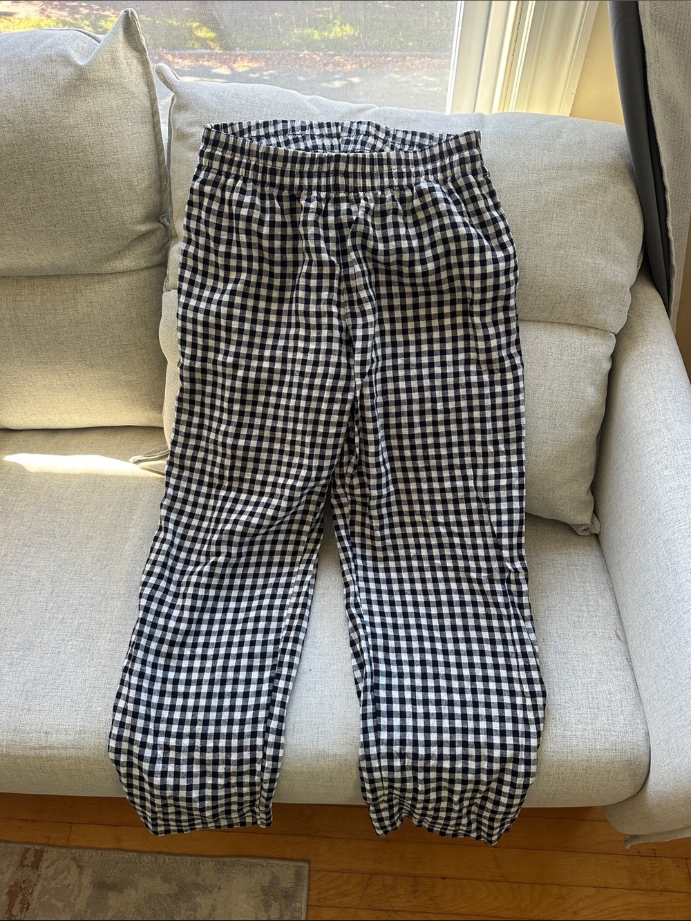 Old Navy Black & White Gingham Straight-Leg Pants